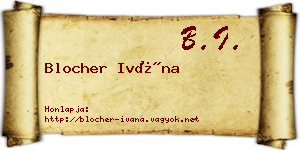 Blocher Ivána névjegykártya